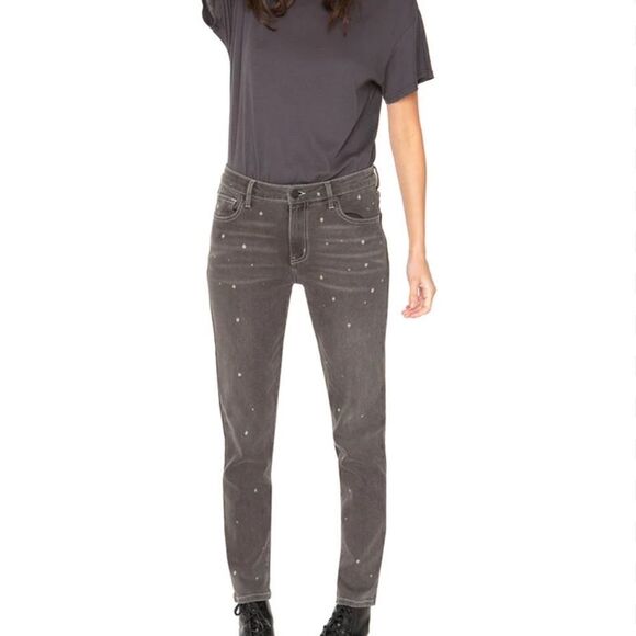 Sandrine Rose X Free People Gray Polka Dot Skinny Jeans.Size 27 - Picture 1 of 14